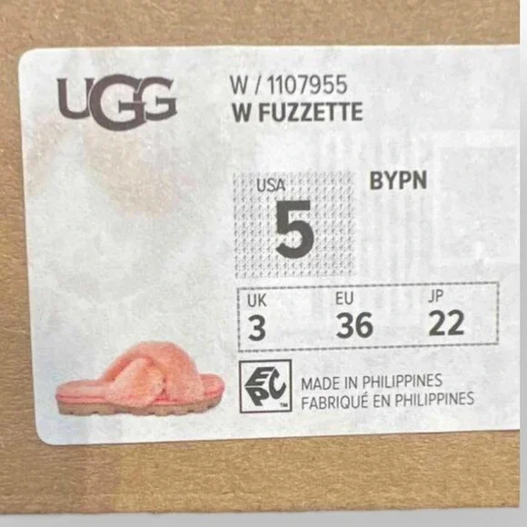 Ugg Fuzzette Beverly Pink Criss Cross Strap Fur Slippers Size 5 - Picture 12 of 12